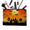 Spill-proof Zippered Travel Bag Halloween Storage Bag, with Pumpkin Ghost Print, Durable Canvas Castle Makeup Pouch Large Capacity Pouch, for