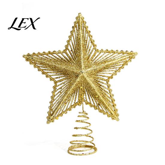 Christmas Tree Topper Glitter Star Topper, Hollow Treetop Ornament, Decorative Holiday Accessory Sparkling Decoration for Home Party Decor Window
