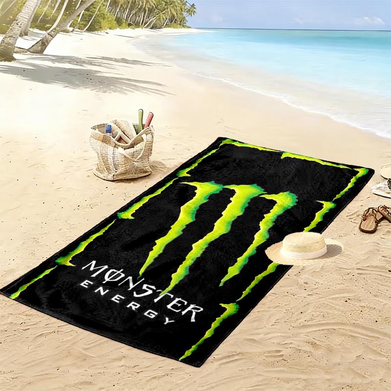 Пляжное полотенце с принтом Monster Energy, Большое, Мягкое, Быстросохнущее, для Пляжа, Кемпинга, Плавания