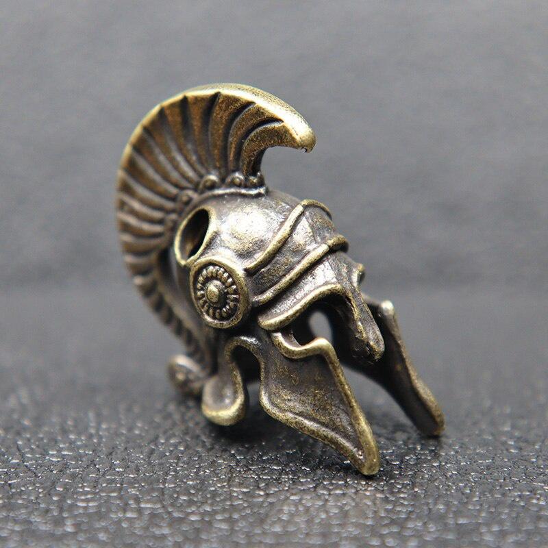 Outdoors EDC Tool Brass Spartan Roman Warrior Helmet Knife Beads Lanyard Pendant DIY Paracord Bead Woven Rope Bracelet Accessory
