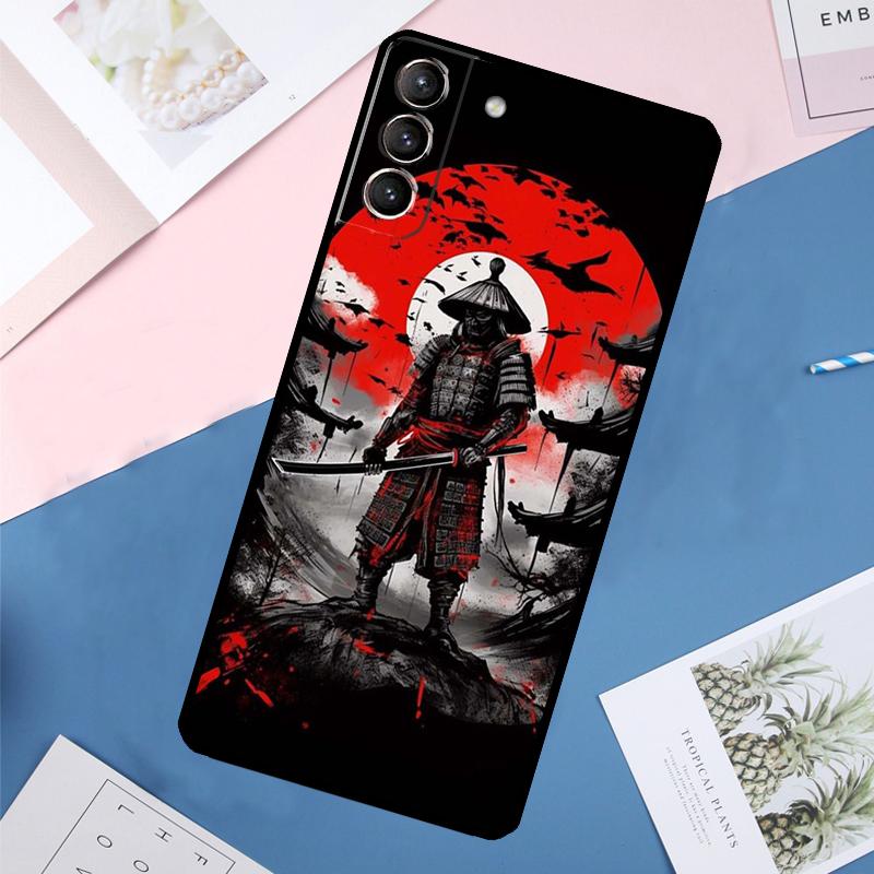Япония Ниндзя Самурай Красное Солнце Чехол Для Samsung Galaxy S25 Ultra S21 S22 S24 S23 Ultra S9 S10 Plus S21 FE S25 FE Задняя крышка