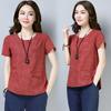 Летние женские блузки Женская одежда Короткие рукава Хлопок Льняная блузка Женские топы больших размеров
