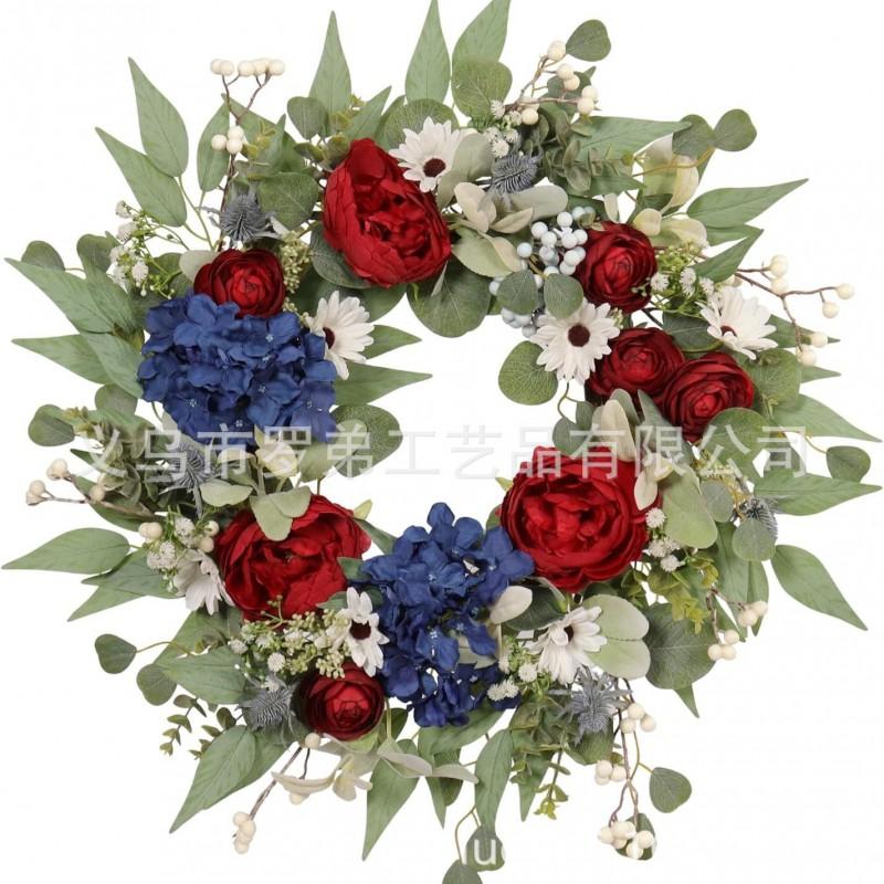 4th Of July Wreath Door Hanging Decoration With USA Flag Patriotic Party Home Outdoor Festive Display