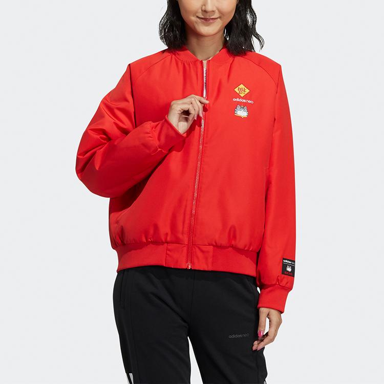 Adidas Neo Chinese New Year Series Winter Printed Sports Cotton Jacket Women Outerwear Red GS5184