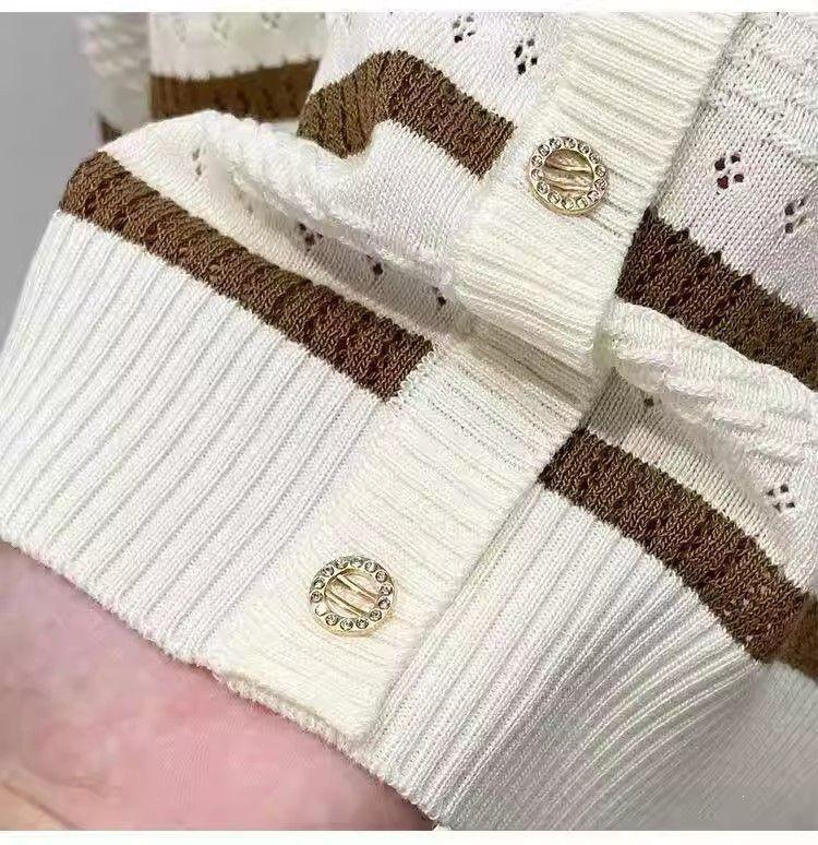 Korean Style Striped Hollow Loose Knit Sweater for Women – 2026 Long Sleeve Lightweight Inner Layer