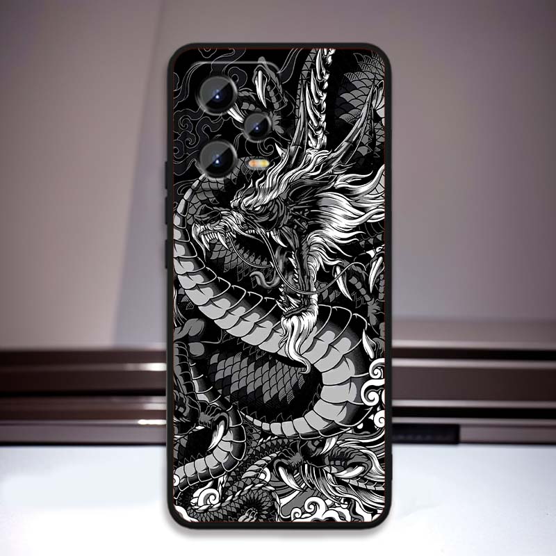Чехол для телефона с дизайном дракона в стиле аниме для Xiaomi Redmi Note 15 14 13 12 12S 11E 11 11S Pro Plus 4G 5G, черный, мягкий ТПУ
