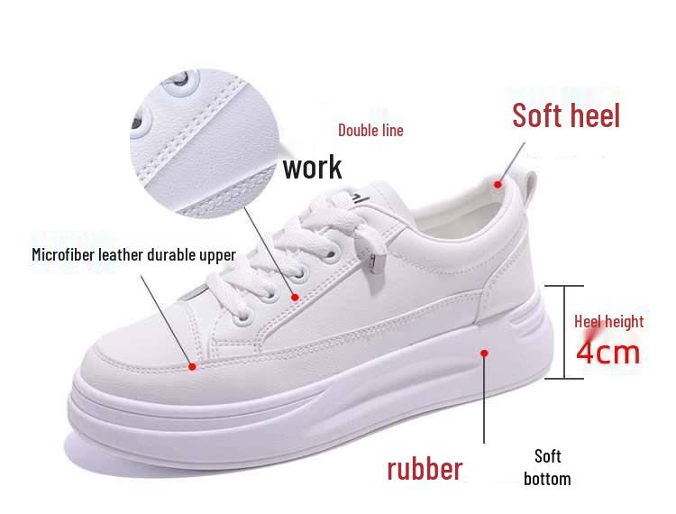 Женские весенние белые кроссовки на платформе в корейском стиле 2025: Универсальная, модная и удобная повседневная спортивная обувь.