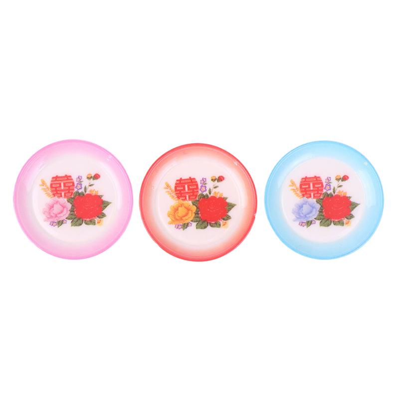 5Pcs Dollhouse Miniature Supplies Chinese Double Happiness Food Plate Miniatures Kitchen Accessory