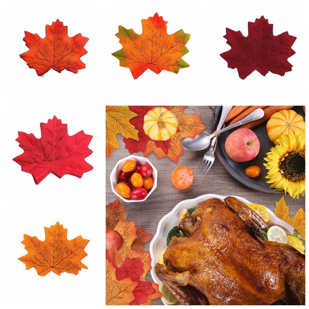 50Pcs/Pack Maple Leaves Simulated Maple Leaves Leaf Handmade Artificial Leaf Plants Plants Silk Flower Stacked Maple Leaves