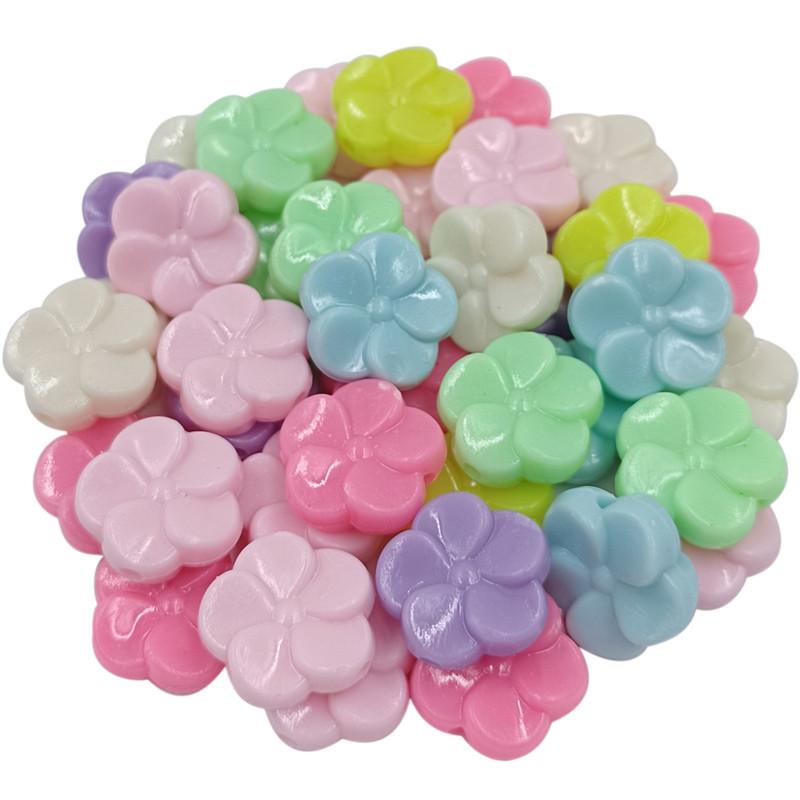 Изысканные 10 шт. разноцветных бусин своими руками, цветочные, морские звезды, новые акриловые полые свободные бусины, однотонные, ручные аксессуары