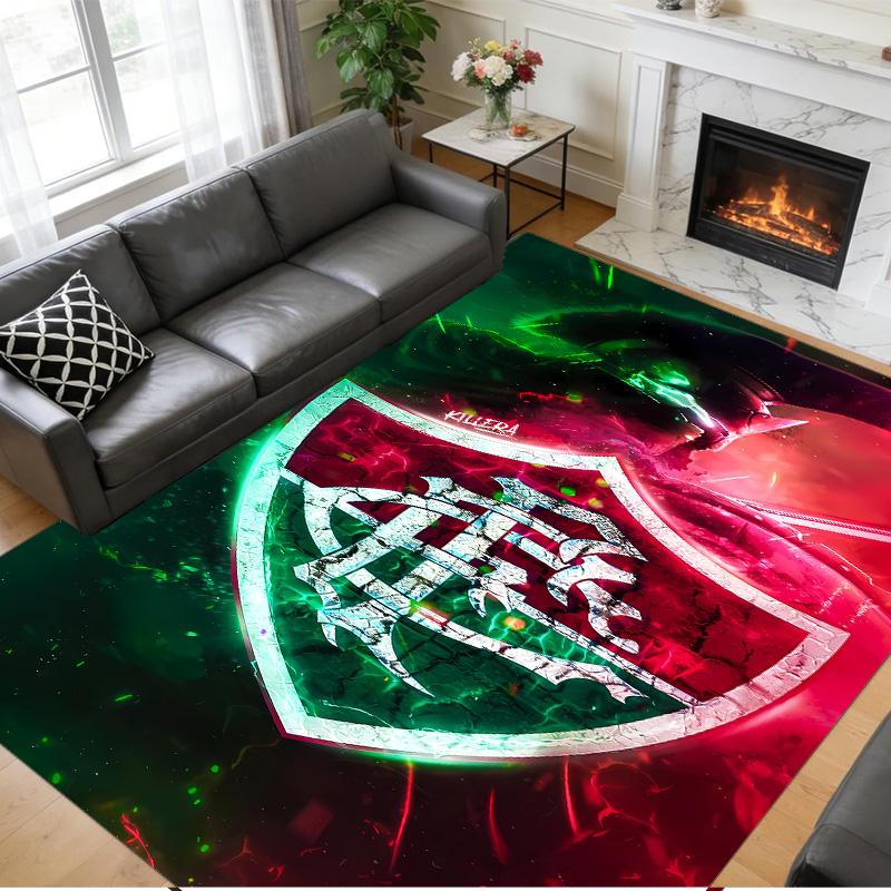 Anti‑Slip Crystal Velvet Floor Rug, Fluminense Design Carpet for Indoor Living Bedroom Home Decoration