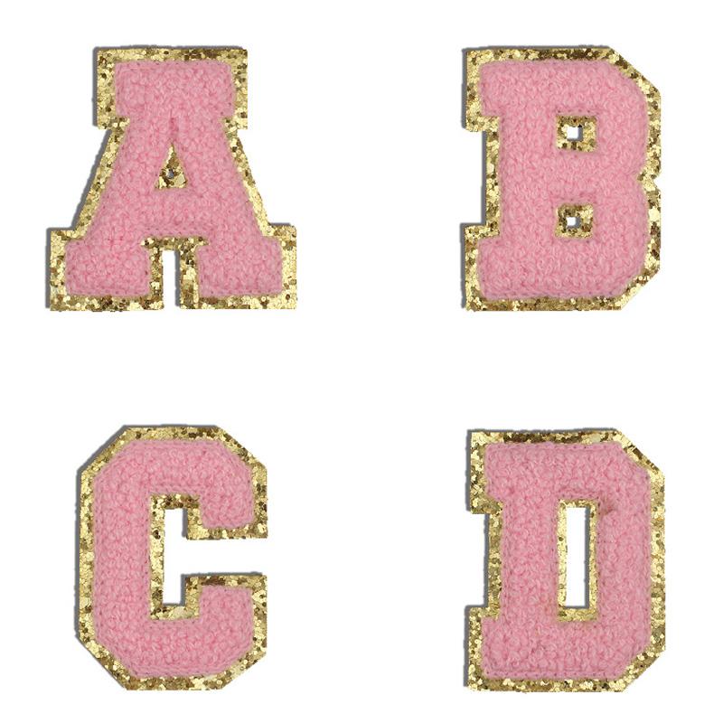Алфавит 26 букв блестки синель для одежды сумки куртка розовый швейные принадлежности декор