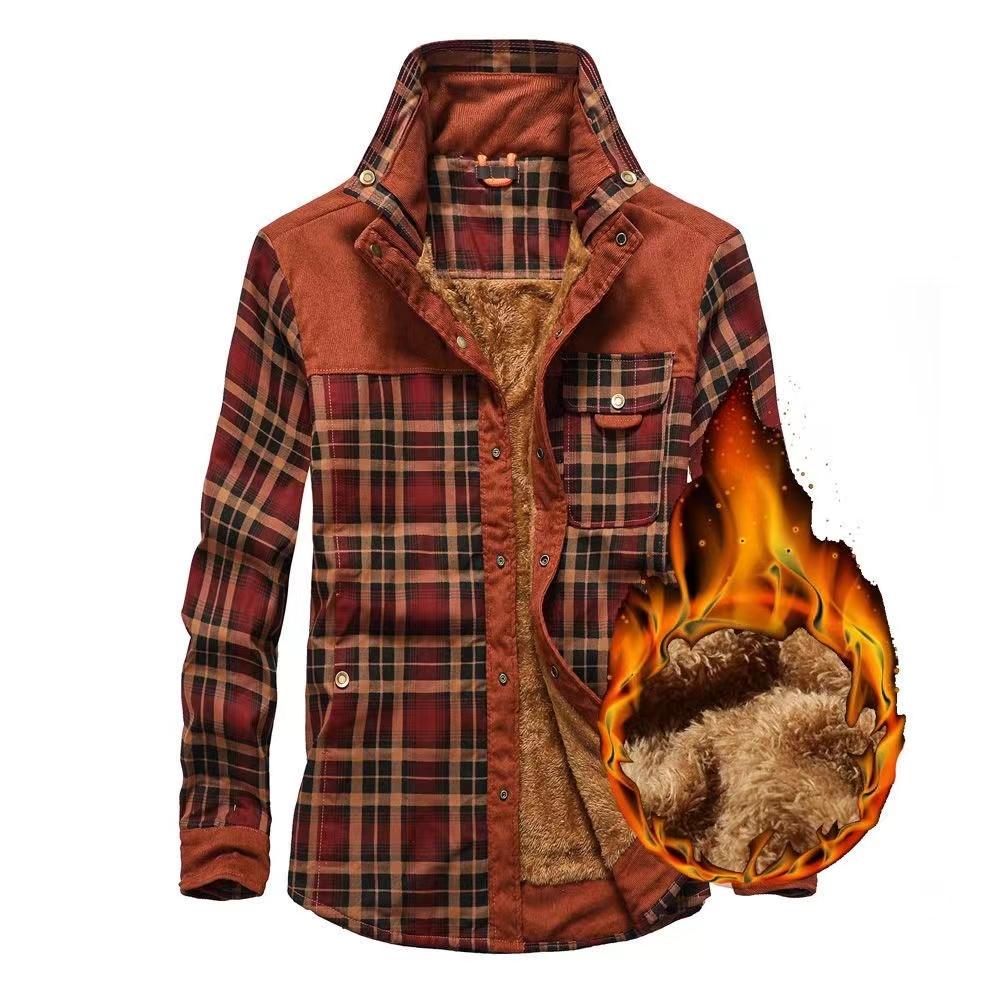Мужские осенне-зимние повседневные толстые теплые рубашки Camisa Masculina Chemise Homme мужские шерстяные флисовые пальто в стиле милитаркоати