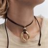 Personality Design Sense Irregular Circle Pendant Necklace Temperament Simple Knotted Tether Necklace CLE