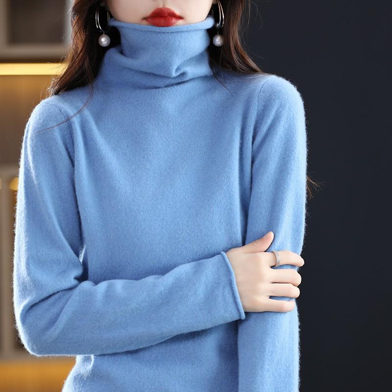 Autumn/Winter 100% Wool Slim-Fit High Neck Knit Sweater