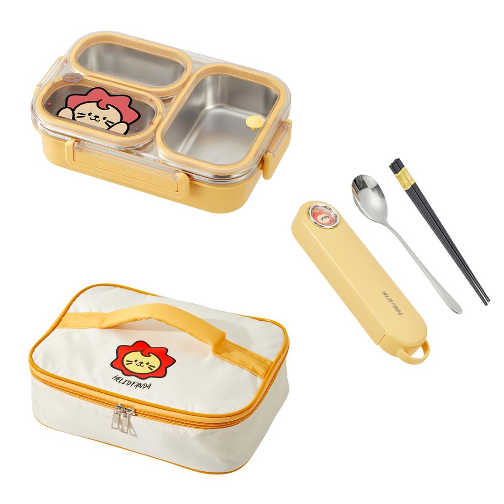 WORTHBUY 1000Ml 304 Stainless Steel Divided Bento Lunch Box ,Portable Large Capacity Leak-proof Food Container For Students