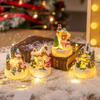 Resin House Statue Light Creative Santa Claus Snowman Lamp Miniature Figurine Sculptures  Festival