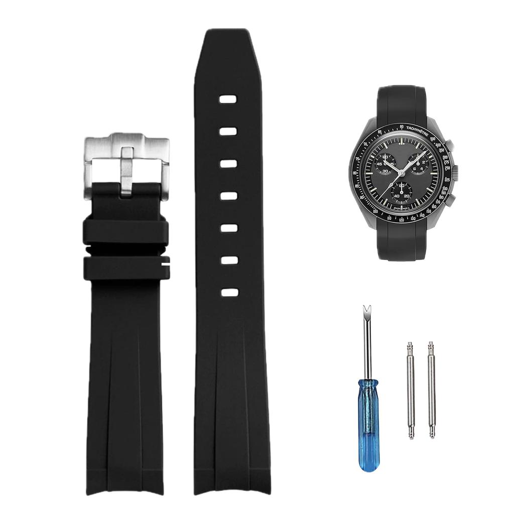 20-мм силиконовый ремешок для часов для и водонепроницаемый и Omega, Swatch, MoonSwatch, Speedmaster, Rolex, Seiko. Потостойкий.