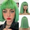 Женский прямой парик Боб длиной до плеч с челкой Зеленый прямой парик из синтетического волокна для женщин
