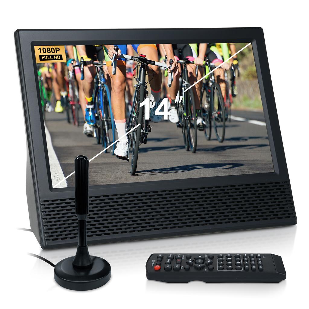 14-inch ATSC Digital TV Player Portable Car TV Television Multimedia Player FM Radio with Remote