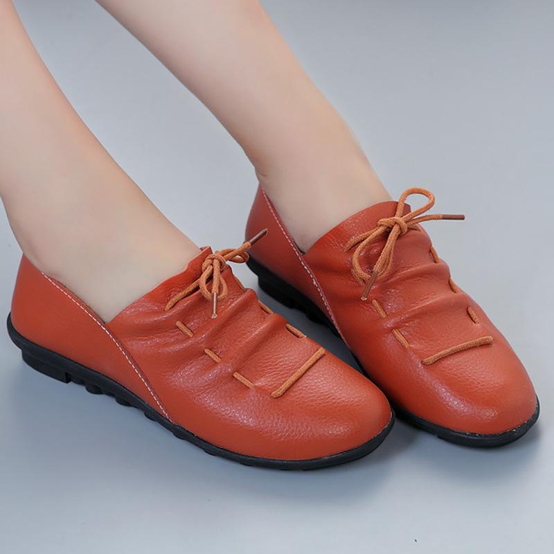 Шагайте на весну и осень Туфли на плоской подошве Корейская повседневная обувь Туфли-лодочки Туфли для ленивых Туфли для мам больших размеров