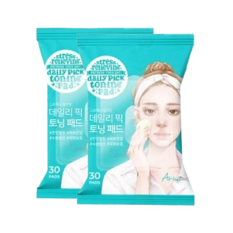 Ariul Daily Pick Toner Pads 2-Pack | K-Beauty Exfoliating & Soothing Pads for Sensitive Skin, 30 Sheets X 2 | Korean Skincare