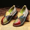 Designer Patches Ballet Flats For Women  Luxury Vintage Shoes Big Size 42 Women's Genuine Leather Moccasins Mom Rainbow Loafers