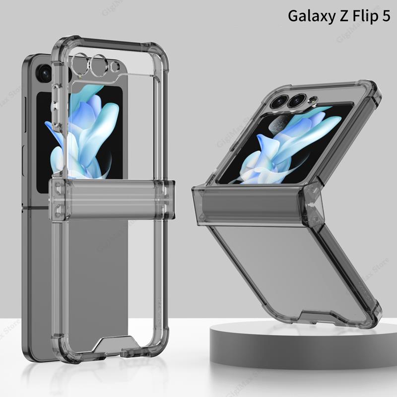 Wireless Charging Case For Samsung Galaxy Z Flip 5 Flip5 Clear Soft Cover For Samsung ZFlip5 Z Flip5 Funda Case Protective Coque