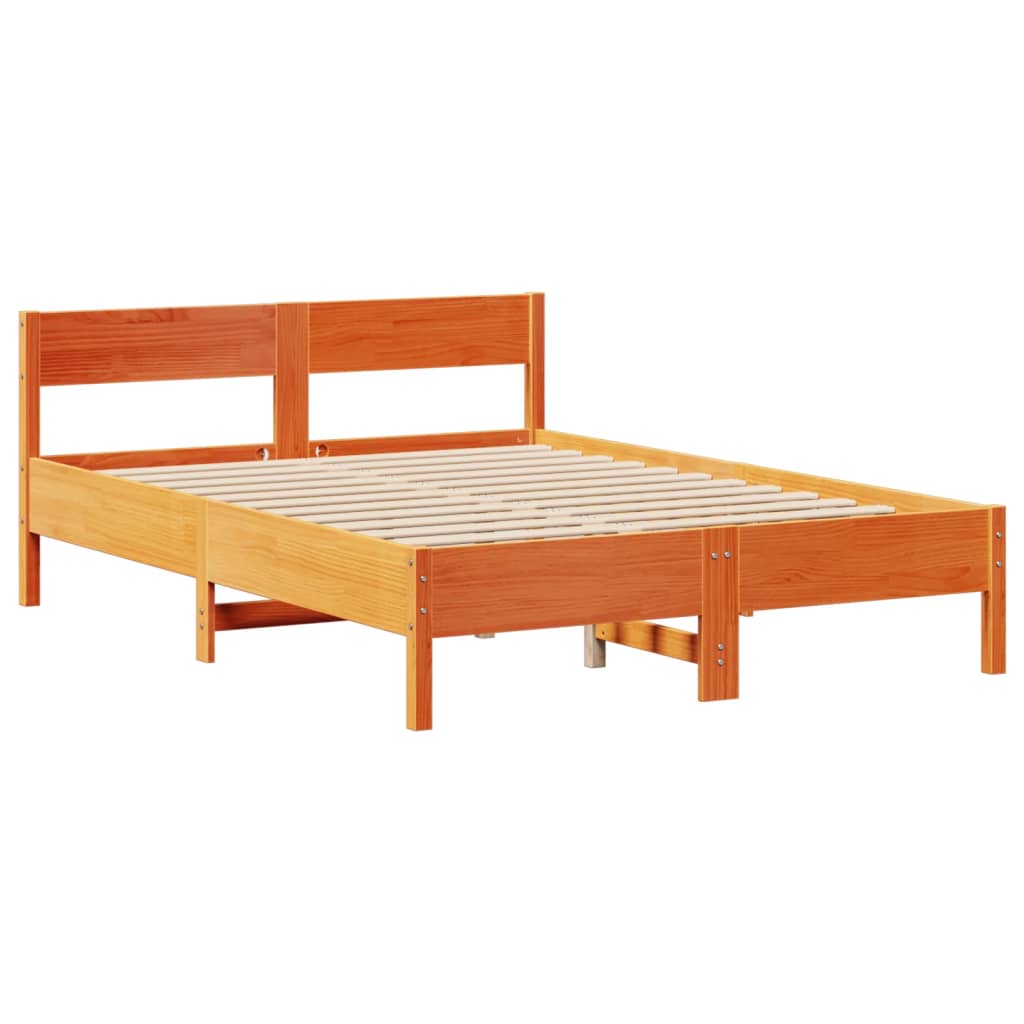 Solid Wood Bed without Mattress Wax Brown 120 x 200 cm Pine Wood