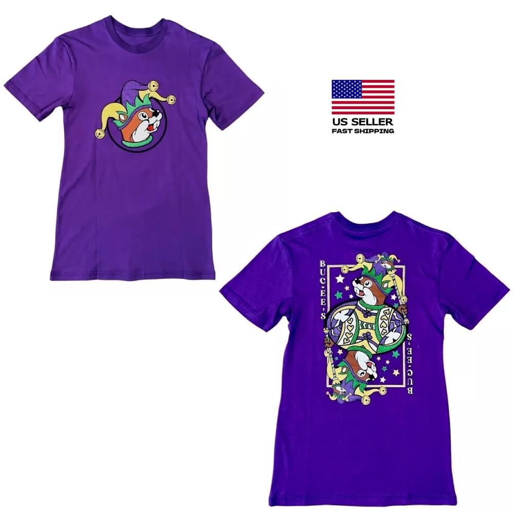 Перепечатка Фиолетовая Buc-ee's 2025 Футболка Mardi Gras Унисекс