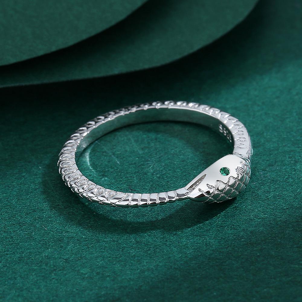 Милое кольцо-змея из стерлингового серебра 925 пробы для женщин - Модное кольцо на палец в японском стиле с дизайном змеи