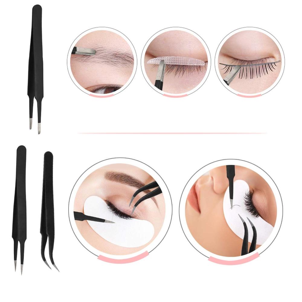 Curved Stainless Steel Precision Makeup Tool Kit Maintenance Tool Eyelash Tweezers Eyebrow Tweezers