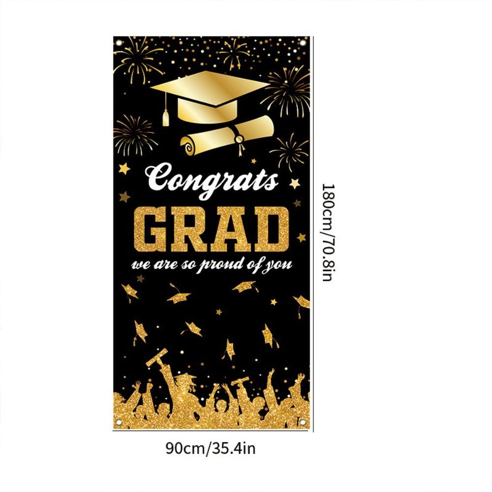 Black Gold Graduates Theme Background Congrats Grad Happy Graduation Banner  Adults Kids