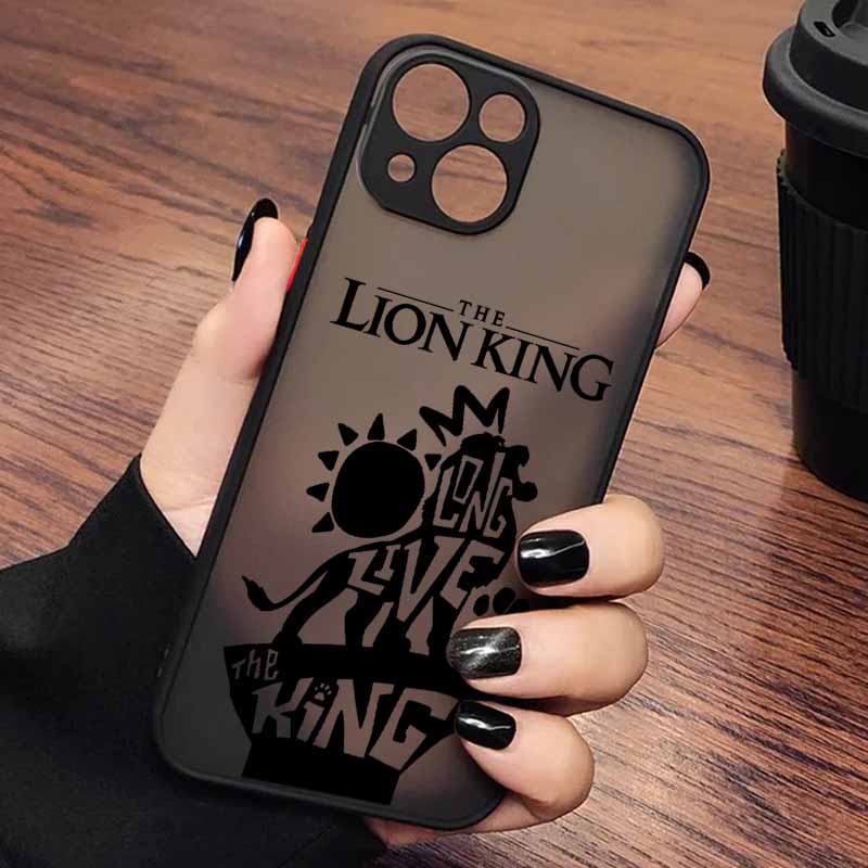 Милый Король Лев Для iPhone 17 Air 16E 16 15 14 13 12 11 8 7 mini Pro Max Plus Матовый Полупрозрачный Мягкий Чехол для Телефона