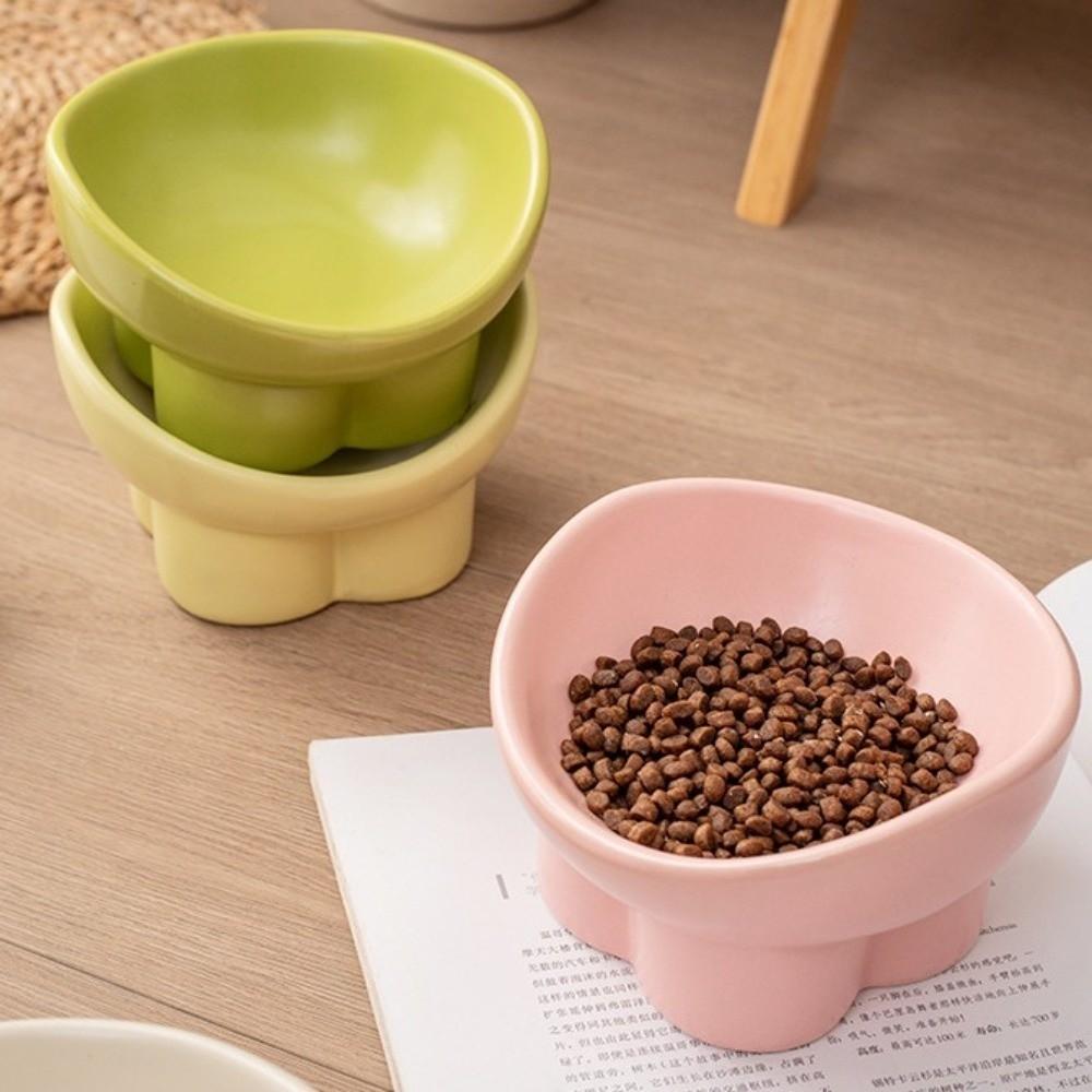 Large Diameter Neck Protection Bowl Anti-knock High Foot Bowl Easy Clean Water Bowl Wet Dry Food