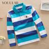 Детская футболка с длинными рукавами, весенне-осенняя рубашка-поло для мальчиков с лацканами, в полоску