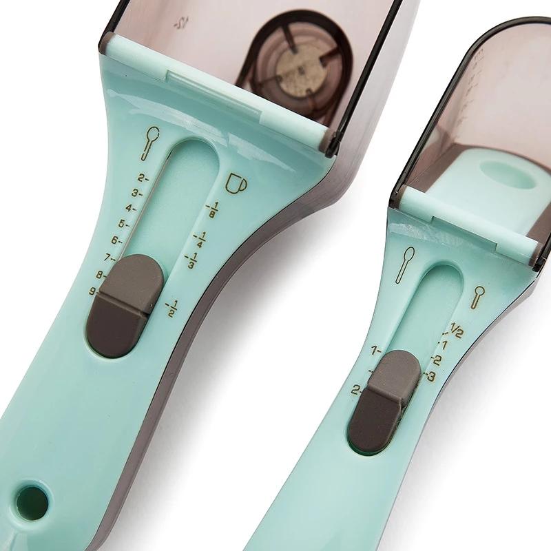 LMETJMA 2 шт. Регулируемые мерные ложки с коробкой, многофункциональные маркировки, магнитные ложки для чайных ложек KC0602