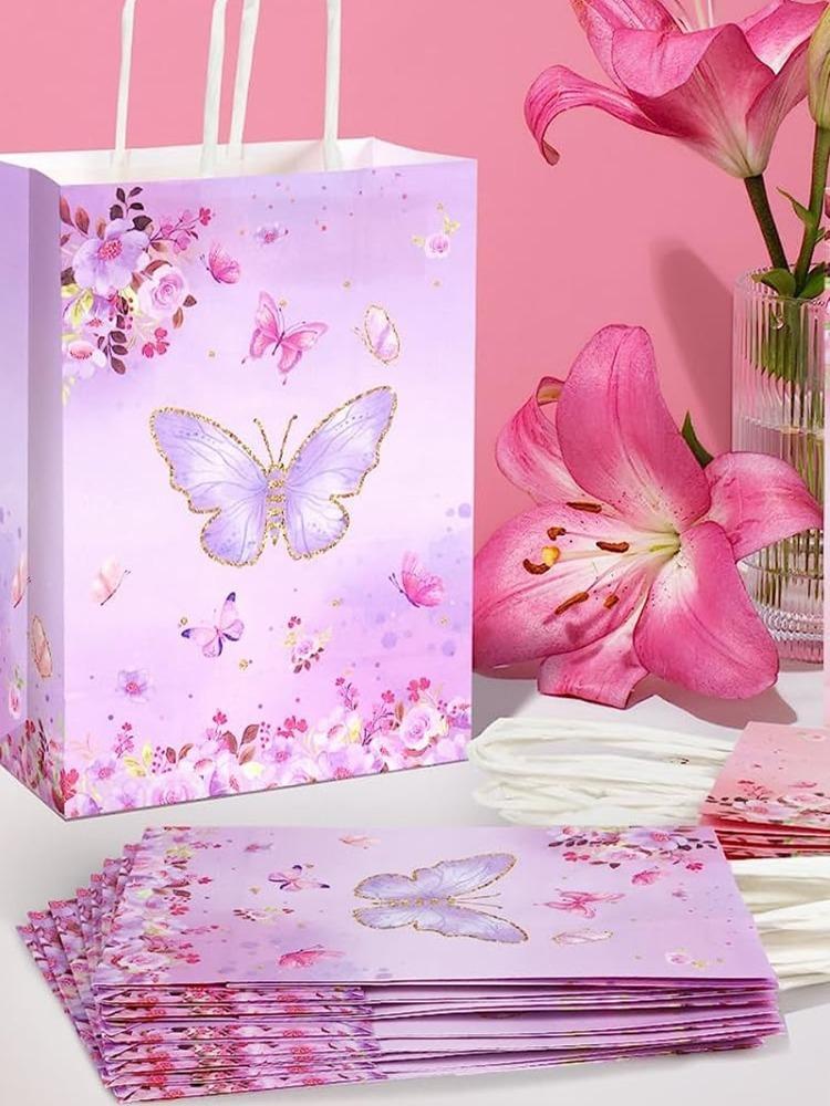 10 шт. подарочные пакеты из крафт-бумаги в виде бабочек, пакеты для сладостей, пакеты для сладостей, свадебные пакеты с ручками для вечеринки по случаю дня рождения, свадьбы, детского душа