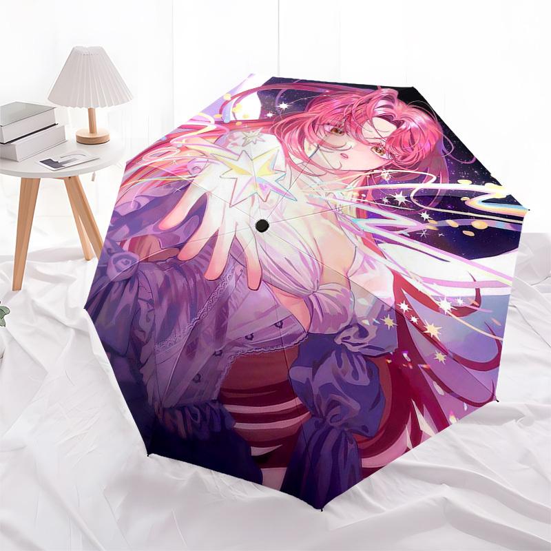 1pc Magical Girl Outdoor Umbrella - Automatic Opening/Closing, 3-Fold Design, Starry Sky Print, Perfect Gift for Fans, Travelers, Daily Use.J069