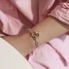 foxanry Stamp Thick Chain Bracelet Summer New Trend Punk Vintage Charm Sweet LOVE Heart Tassel Party Jewelry Gifts