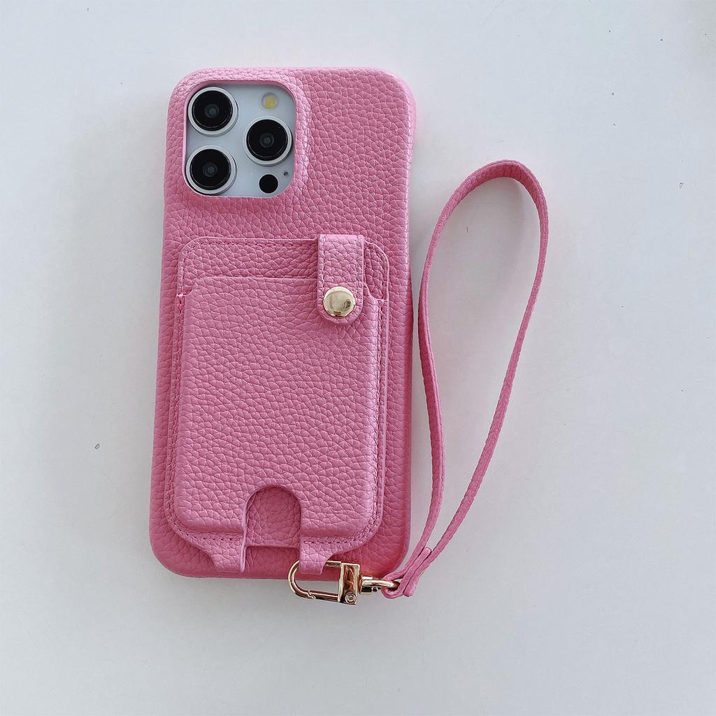 Роскошный кожаный чехол для iPhone 15 14 13 12 11 Pro Max с ремешком и карманом для карт, противоударный, простой чехол