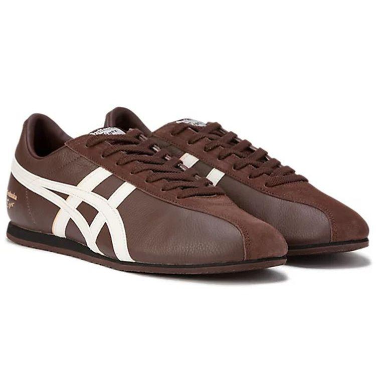 Onitsuka Tiger Men's FB Trainer Dark Brown White Leather Lace-Up Sneakers 1183B768-201
