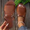 Fashion 2025 Summer New Versatile Solid Color Casual Fashion Women's Flat ShoesWeaving Simple Comfortable Daily Outdoor Beach Slippers