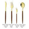 4 шт. золотой набор столовых приборов из нержавеющей стали, посуда с деревянной ручкой, глянцевый нож, вилка, ложка, набор кухонных столовых приборов в западном стиле