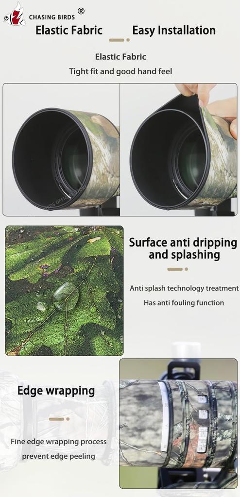 CHASING BIRDS Camouflage Waterproof Lens Coat for Sony FE GM OSS Rainproof Lens Protective Cover 70-200mm F2.8 II, (Digital)