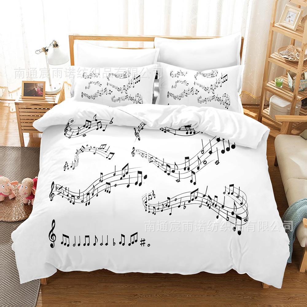 Креветочная кожа, Музыкальные символы, Набор из трех предметов, Простыня, Пододеяльник, Наволочка К картинке