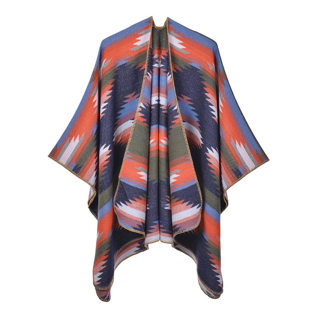 Women Winter Warm Oversized Printing Blanket Cape Wraps Shawl Cardigans