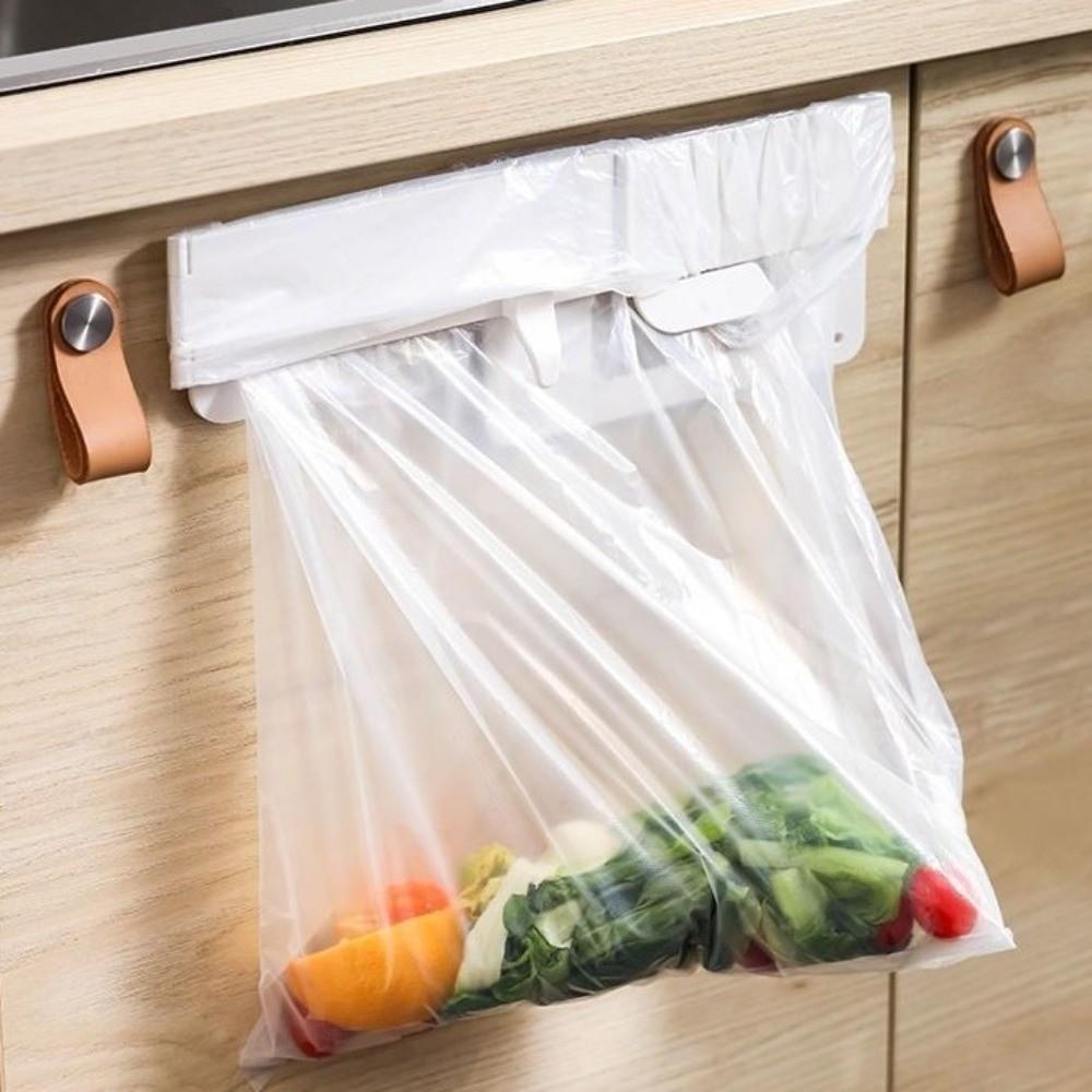 Wall-Mounted Garbage Bag Hanger Magnetic Waste Bin Holder Space Save Trash Bag Holder Kitchen