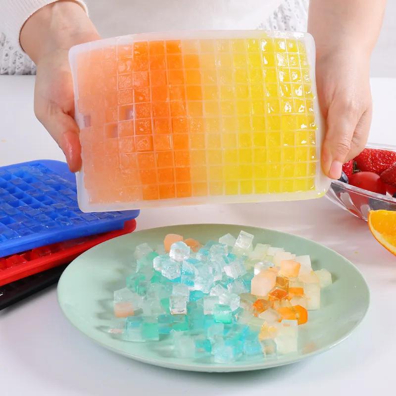 160 Grid Mini Silicone Ice Tray Ice Cubes Foldable Ice Mold Breaker Grid Tray Small Square Mold Maker Silicone Mold