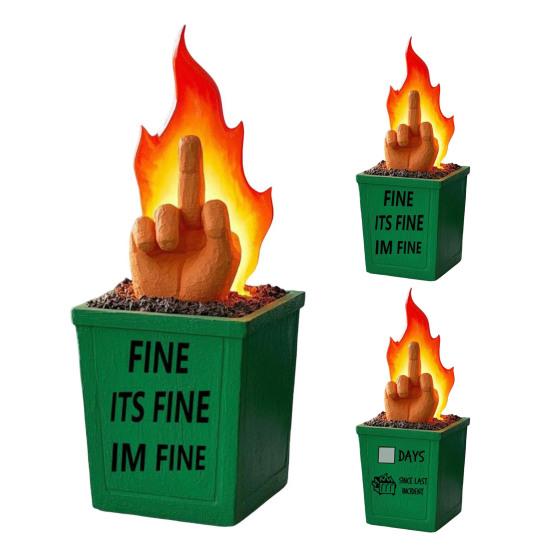 Статуя костра в мусорном контейнере, забавный средний палец, украшение для костра, забавный костер, декор для стола, домашний офис, розыгрыш, подарки